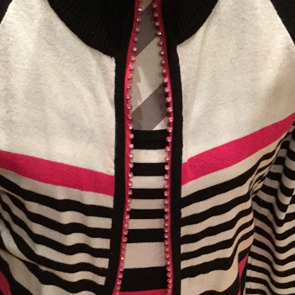 ‼️SOLD‼️Belldini Black & Pink Stripe Tank Cardigan - Picture 4 of 5